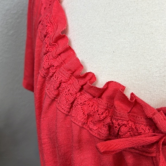 Free People Red Ruffled Top - Picture 5 of 9